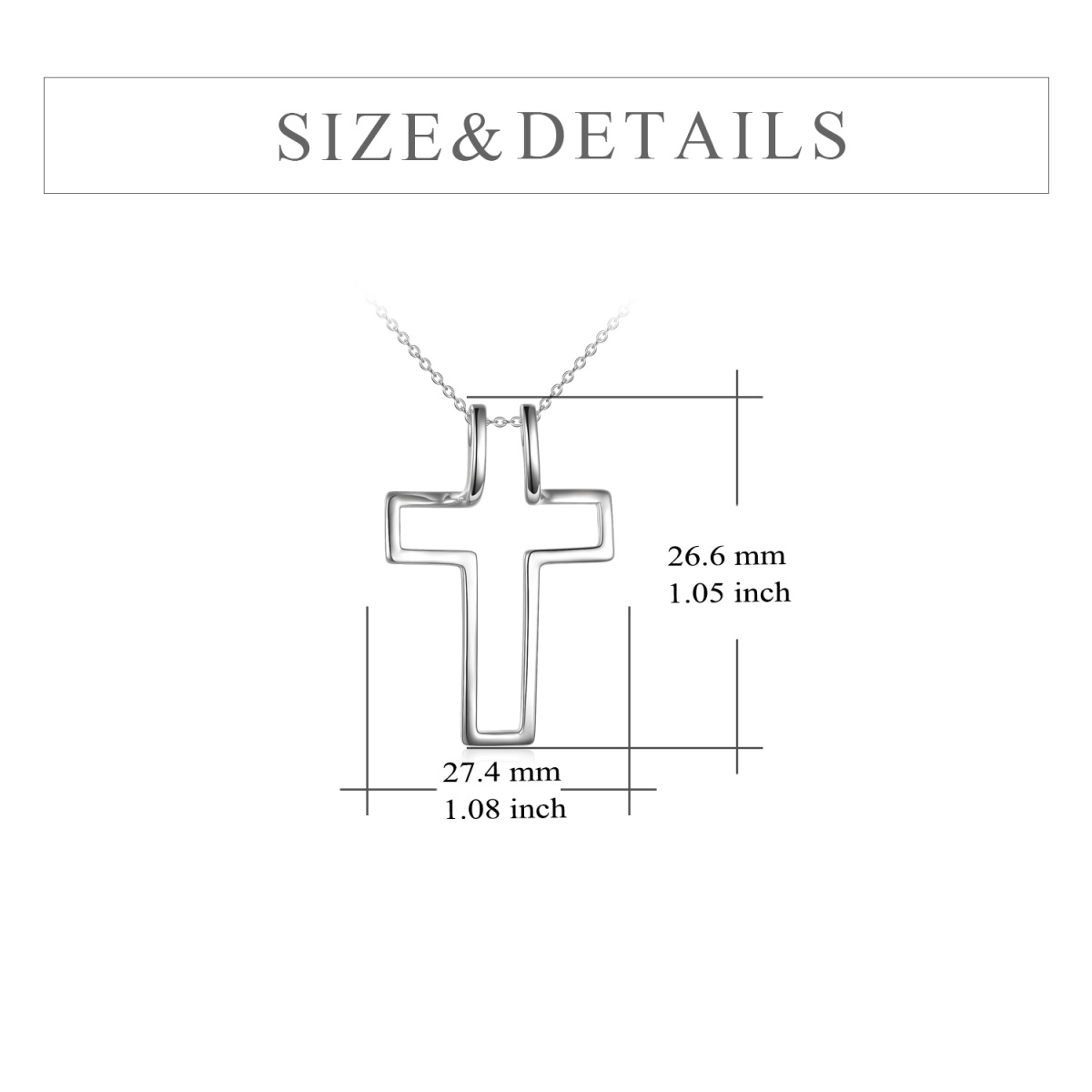 Sterling Silver Cross & Ring Holder Pendant Necklace-6