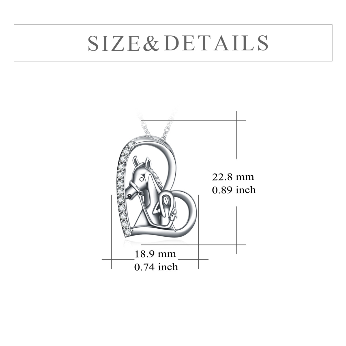 Halskette mit Pferdeanhänger aus Sterlingsilber mit Zirkonia-5