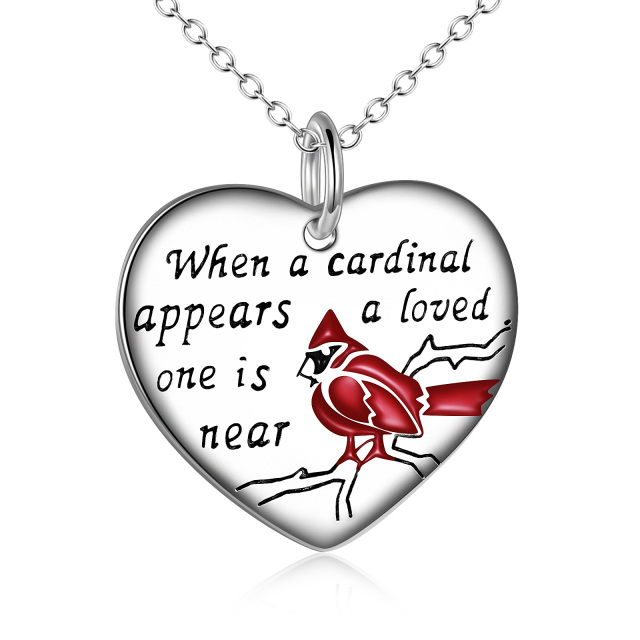 Sterling Silver Cardinal Pendant Necklace with Engraved Word-0