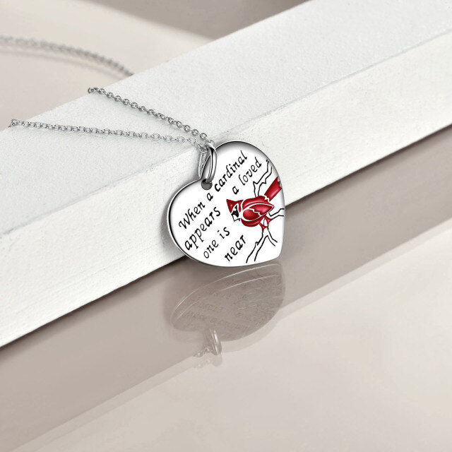 Sterling Silver Cardinal Pendant Necklace with Engraved Word-3
