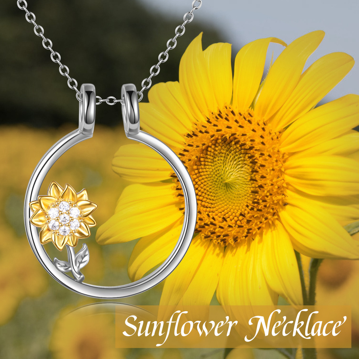 Sterling Silver Sunflower Ring Holder Pendant Necklace-4