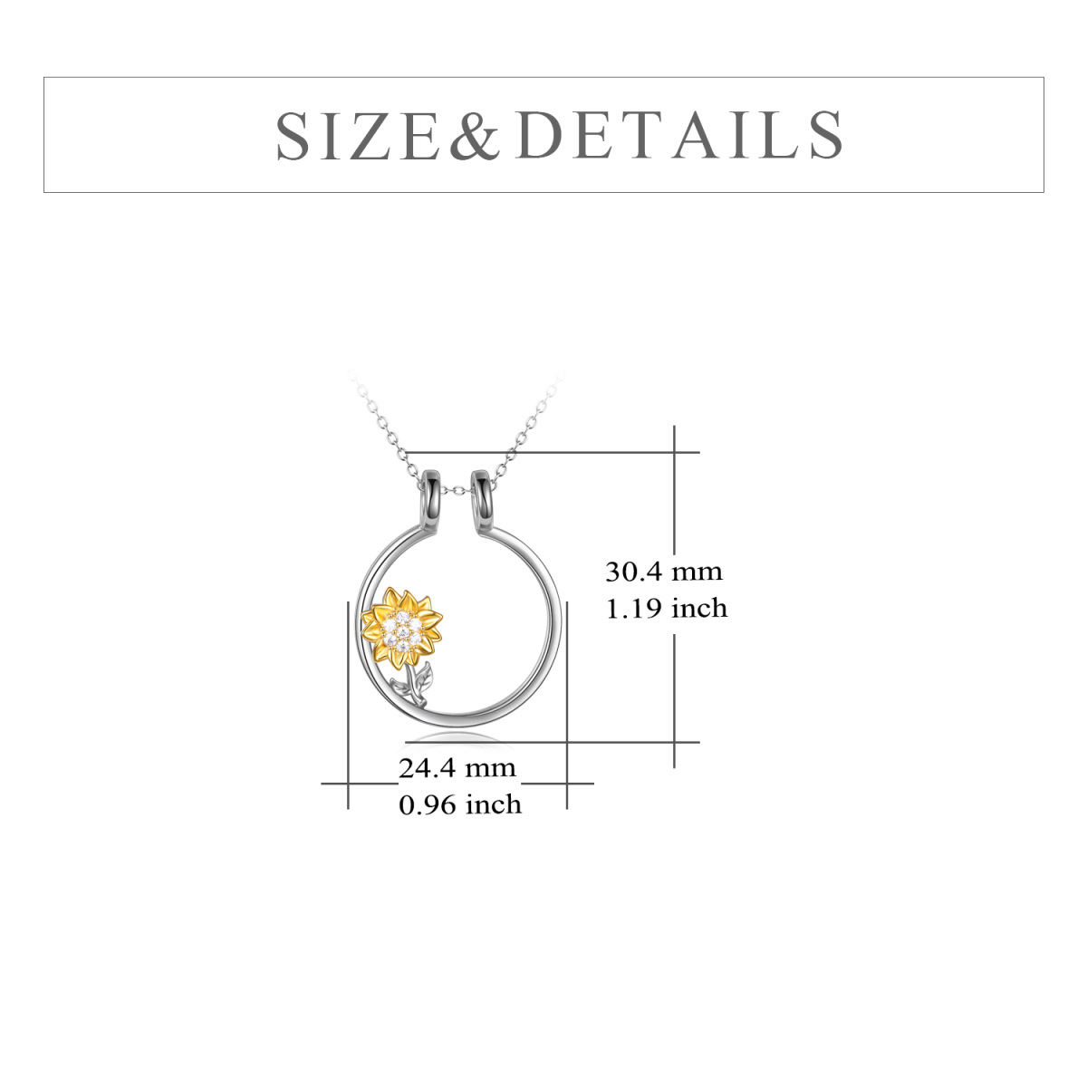 Sterling Silver Sunflower Ring Holder Pendant Necklace-6