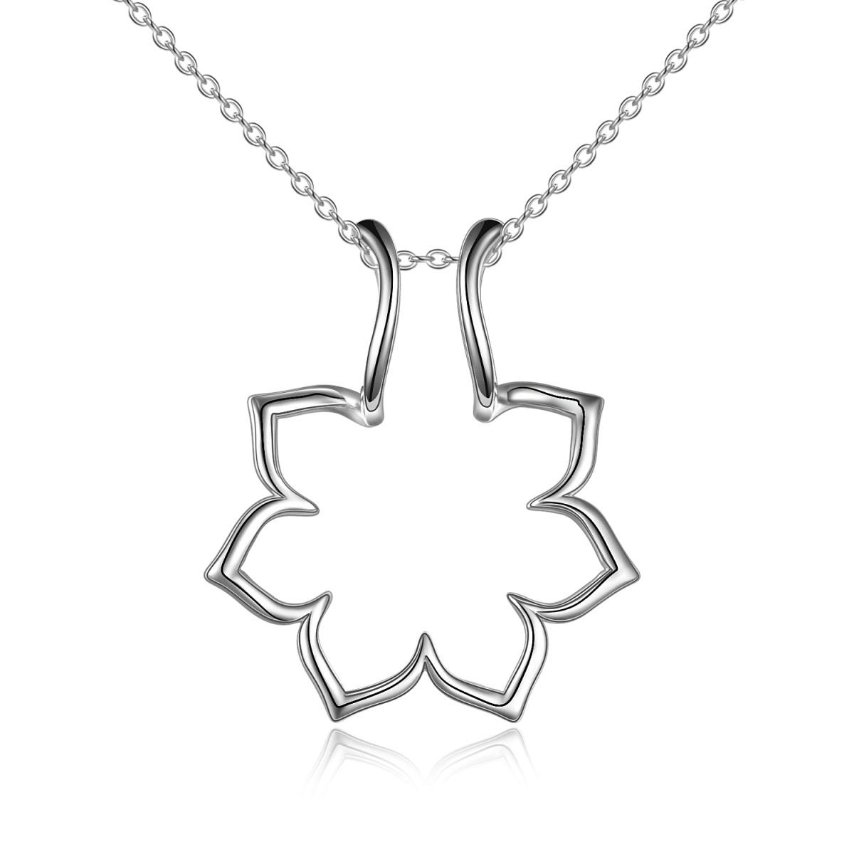 Sterling Silver Flower Shape Ring Holder Pendant Necklace-1