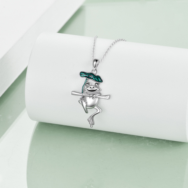 Sterling Silver Frog Pendant Necklace-3