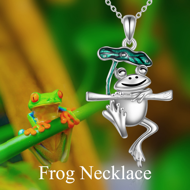 Sterling Silver Frog Pendant Necklace-5