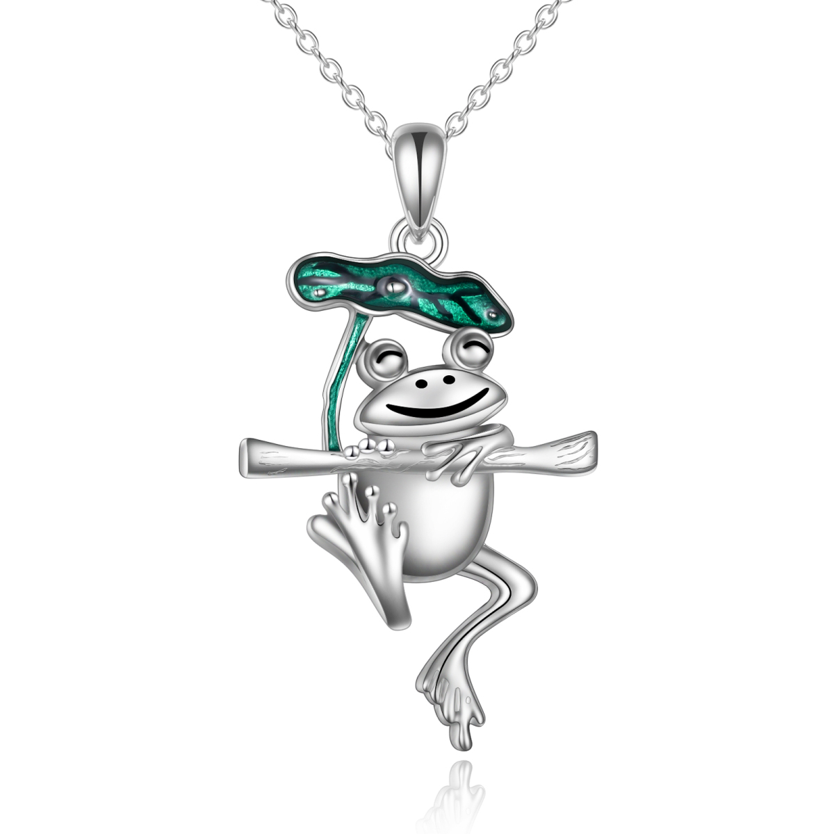 Sterling Silver Frog Pendant Necklace-1