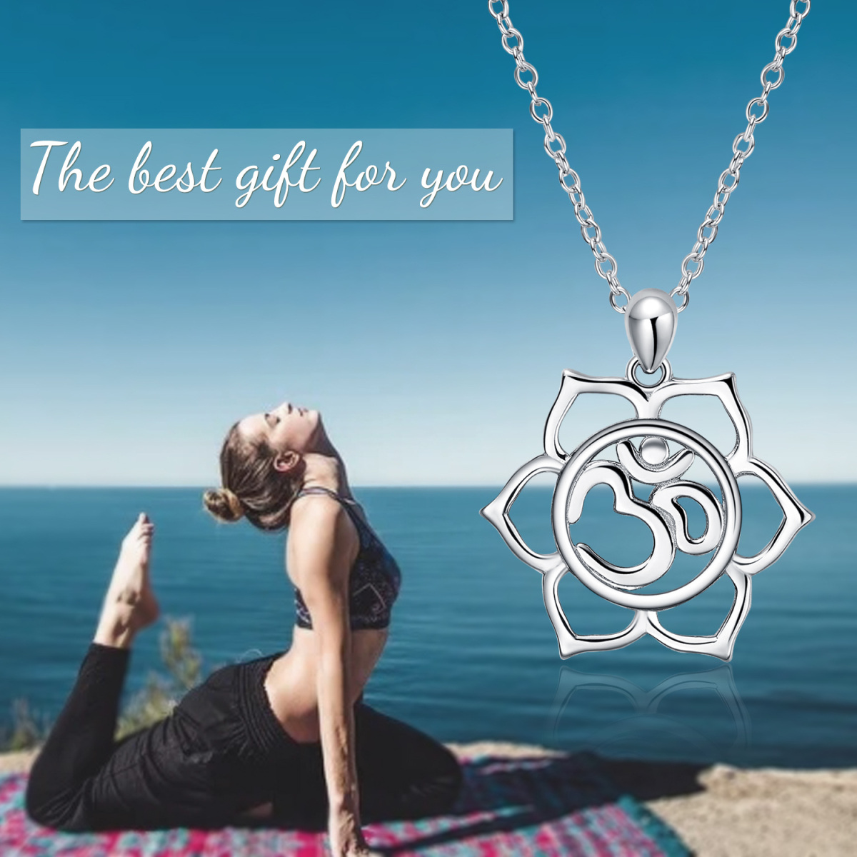 Sterling Silver Yoga Pendant Necklace-6