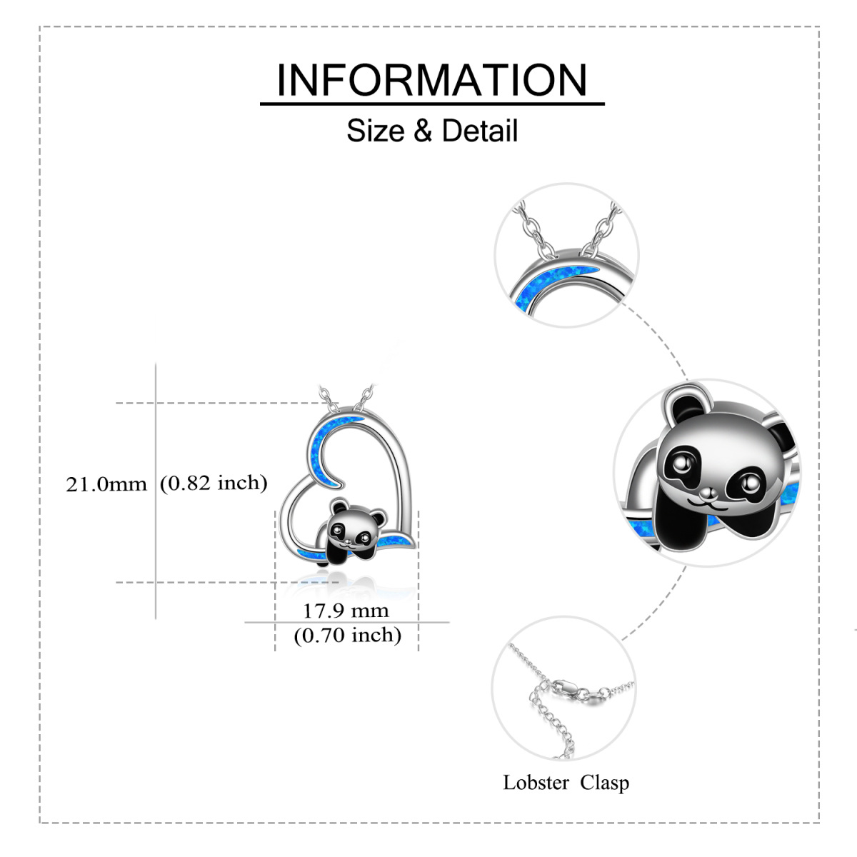 Halskette mit Panda-Anhänger aus Sterlingsilber mit Opal-5