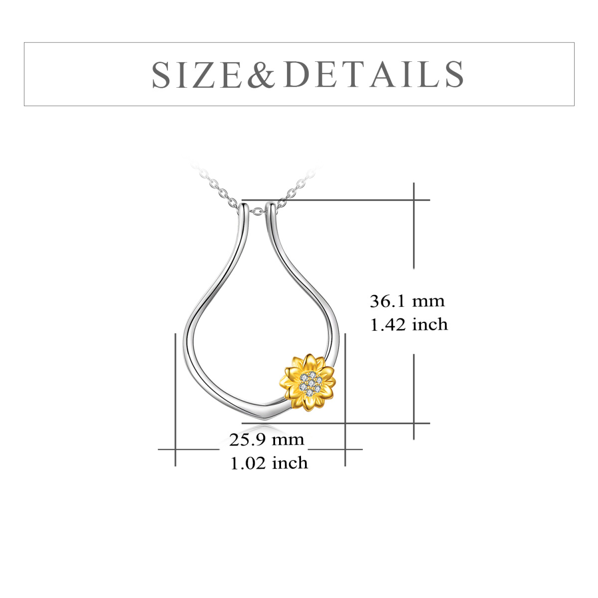 Sterling Silber zweifarbig Sonnenblume Ring Halter Anhänger Halskette-6