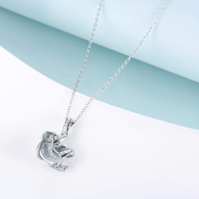 Sterling Silver Sloth & Rose Gold Heart Pendant Necklace-4