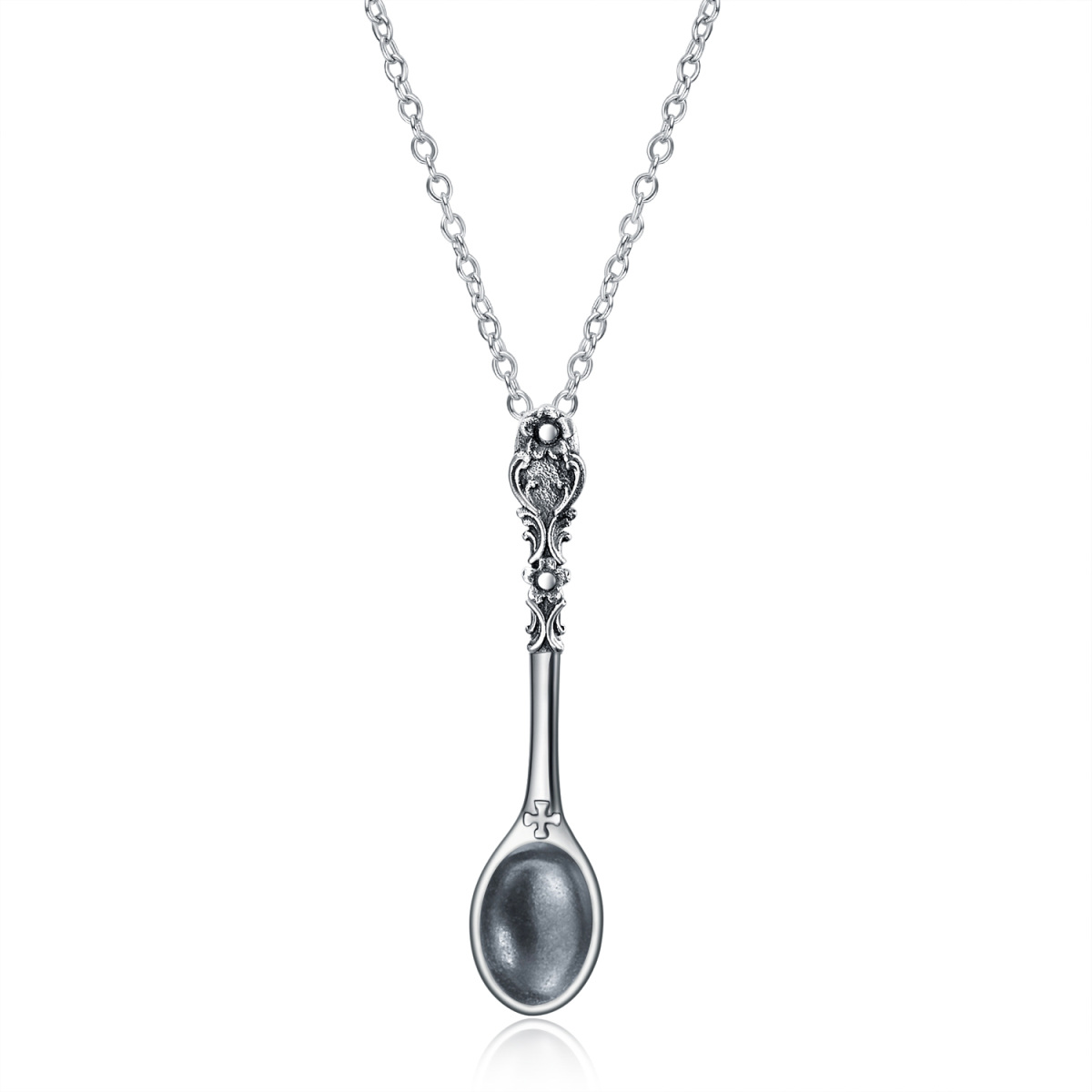 Sterling Silver Spoon Pendant Necklace-1