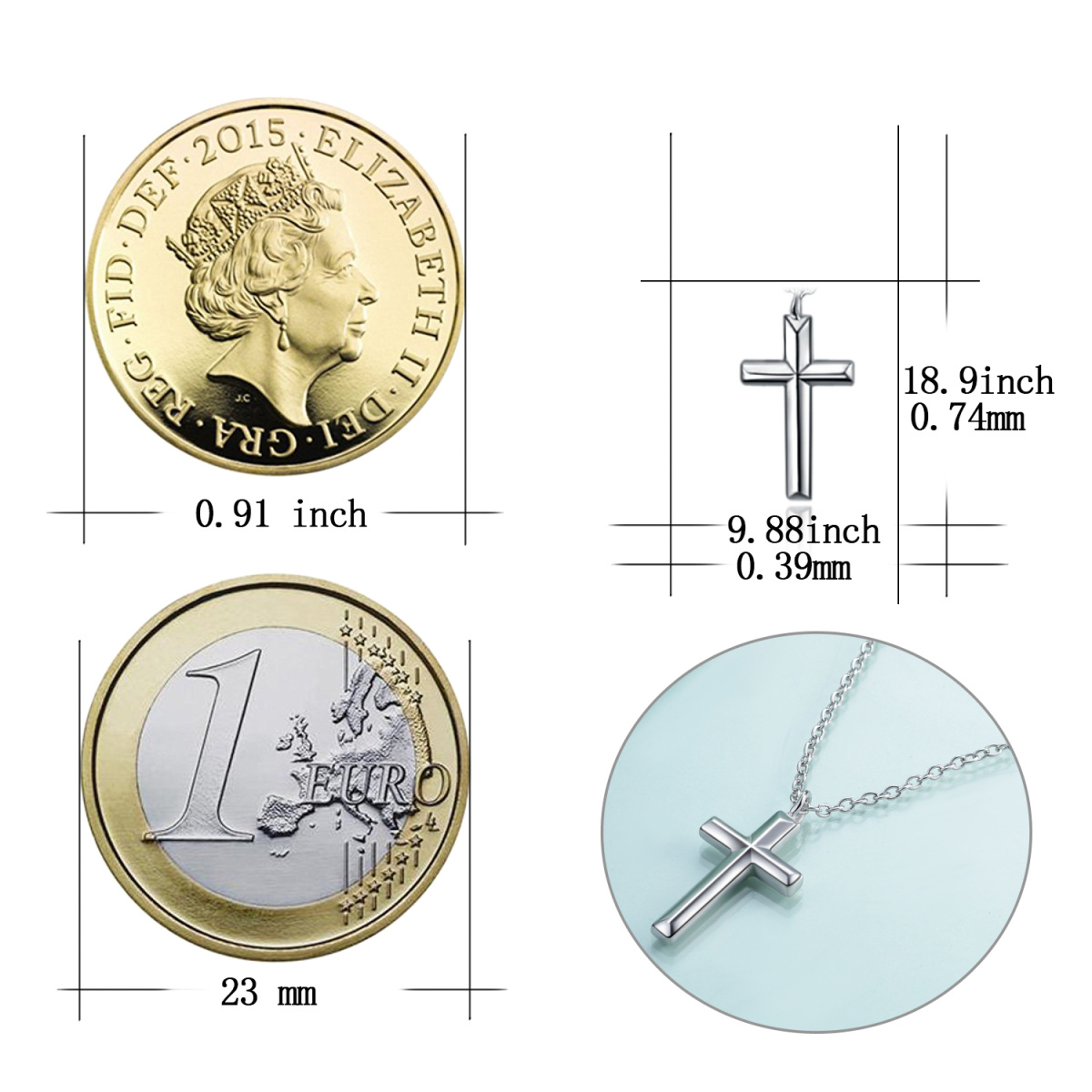 Collier en argent sterling avec pendentif en forme de croix et chaîne à perles-6