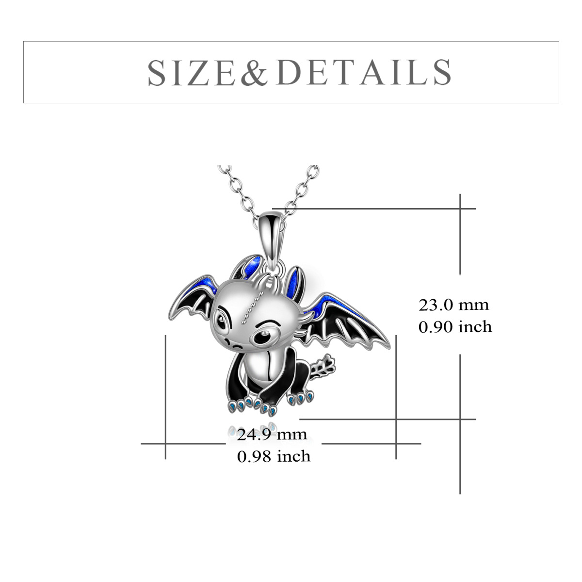 Sterling Silver Two-tone Dinosaurs Pendant Necklace-4