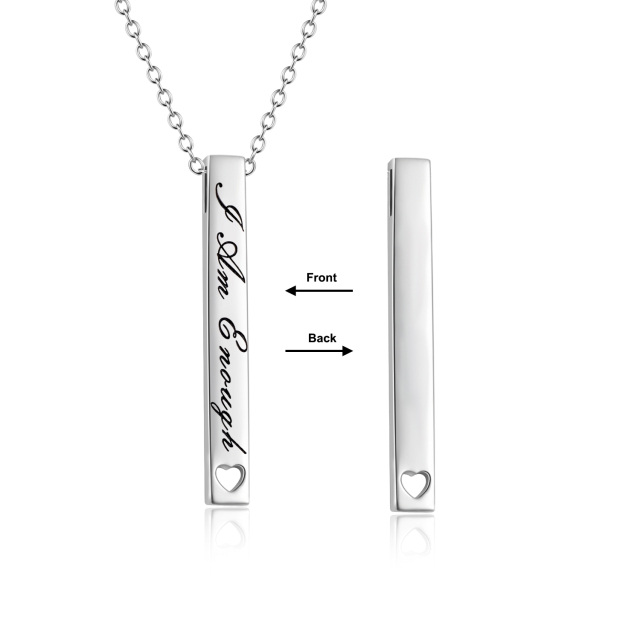 Sterling Silver Bar Bar Necklace with Engraved Word-0