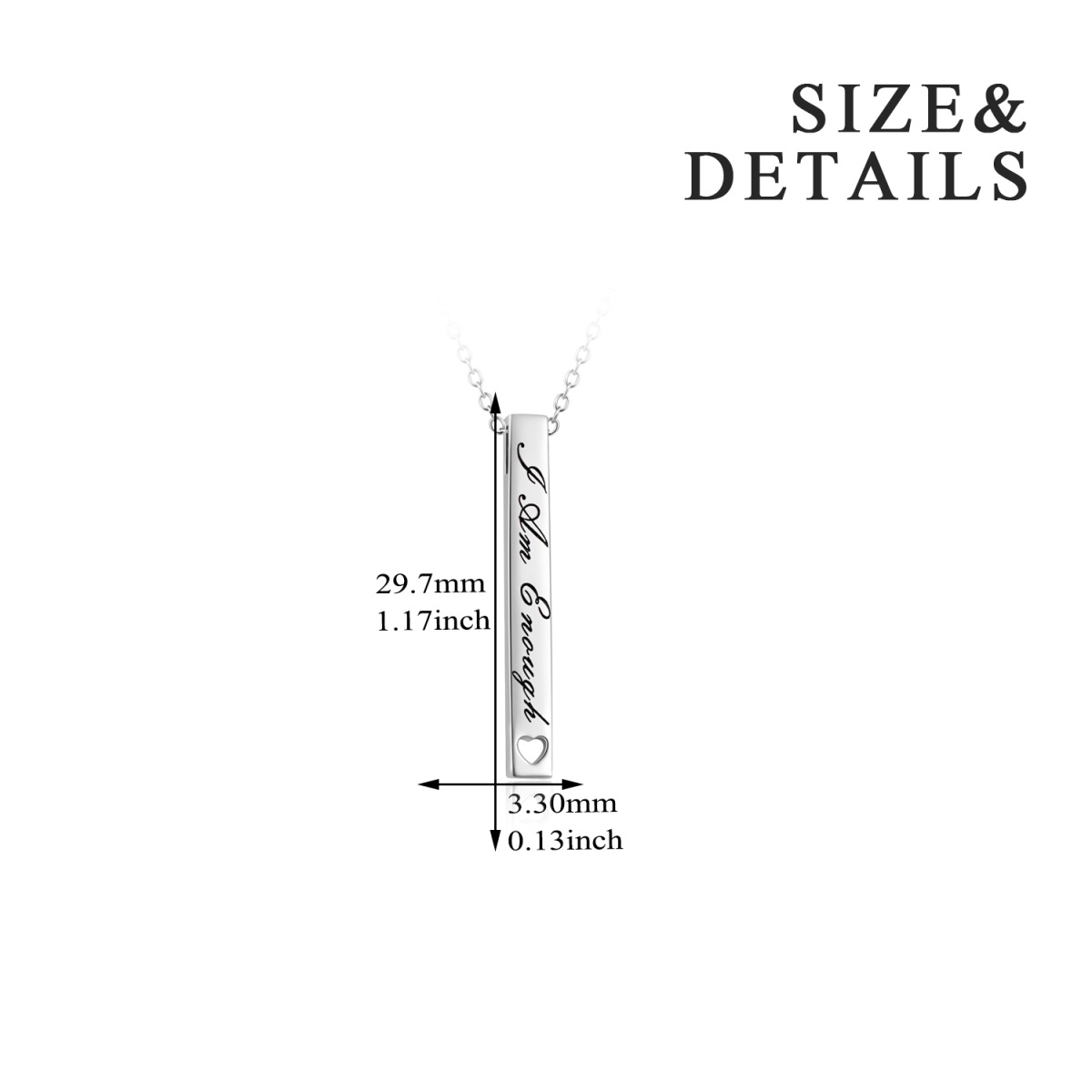 Sterling Silber Bar Bar Halskette mit eingraviertem Wort-4