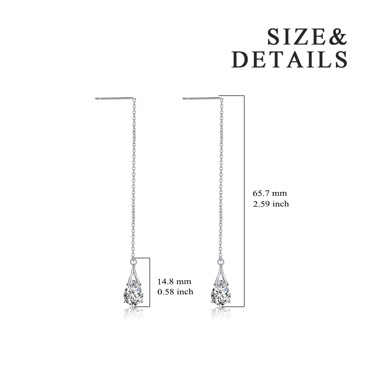 Sterling Silver with Rose Gold Plated Cubic Zirconia Drop Shape Drop Earrings-7