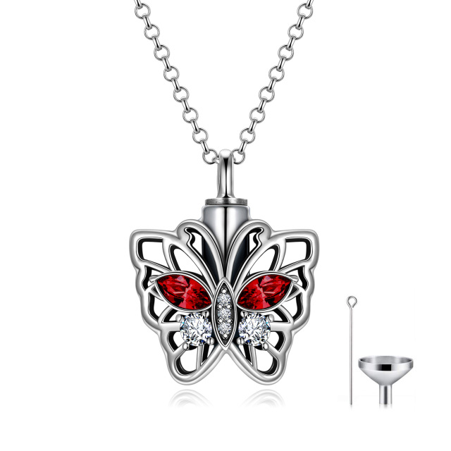 Sterling Silver Crystal Butterfly Urn Necklace for Ashes-1