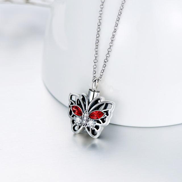 Sterling Silver Crystal Butterfly Urn Necklace for Ashes-3