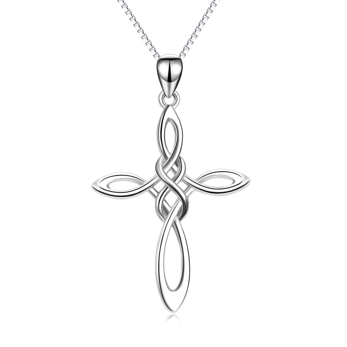 Sterling Silver Cross & Infinity Symbol Pendant Necklace-1