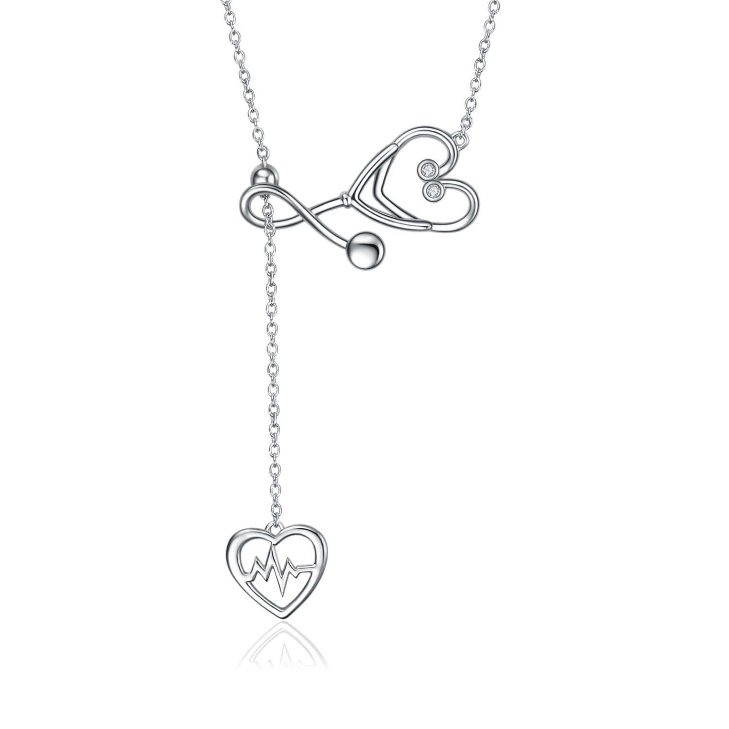 Sterling Silver Stethoscope Necklace Jewelry Heartbeat EKG Lariat Y ...