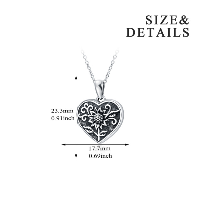 Sterling Silver Sunflower Personalized Photo Locket Necklace-4