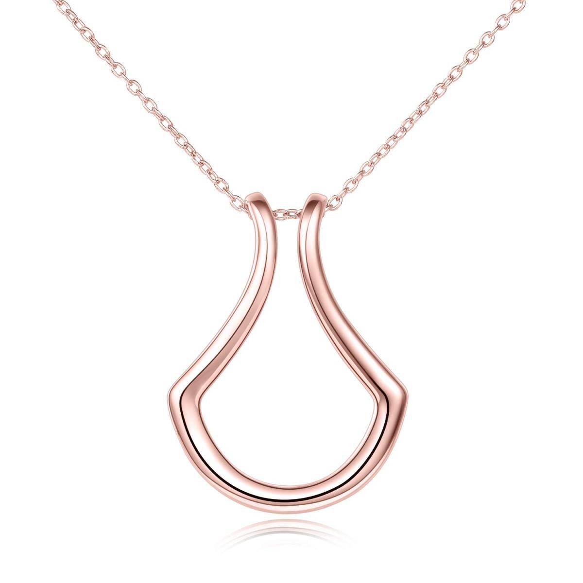 Sterling Silver with Rose Gold Plated Ring Holder Pendant Necklace-1