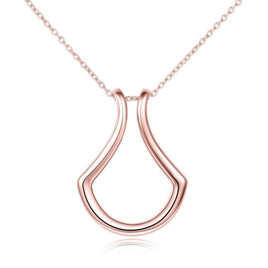 Sterling Silver with Rose Gold Plated Ring Holder Pendant Necklace