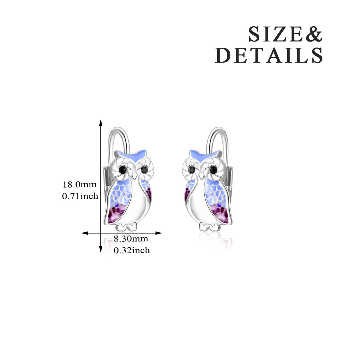 Boucles d'oreilles à levier en argent Sterling Owl-5