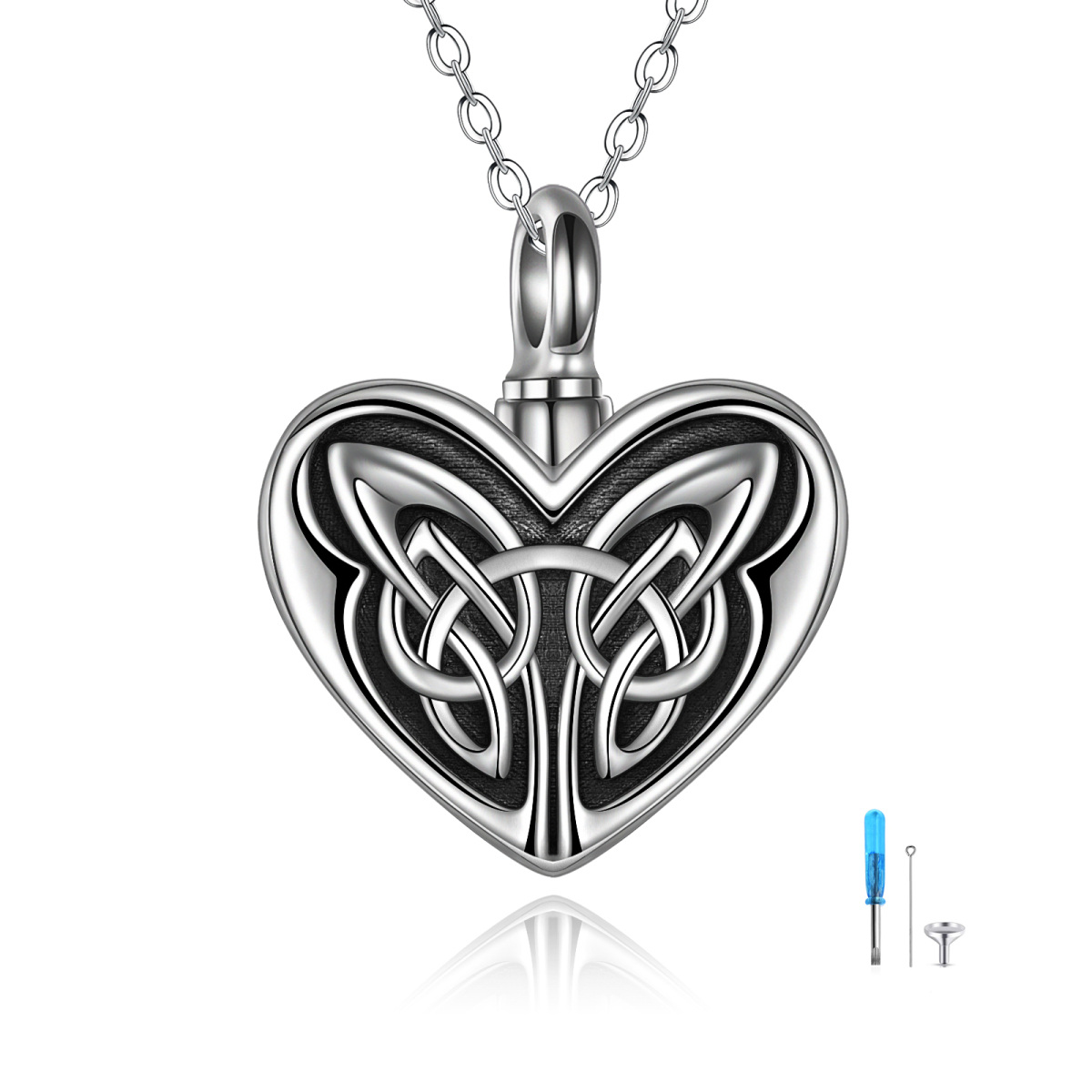 Sterling Silver Butterfly & Celtic Knot & Heart Urn Necklace for Ashes-1