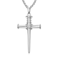 TOUPOP Sterling Silver & Stone Men's Dragon Cross St Christopher Necklace-style_name:Nail Cross