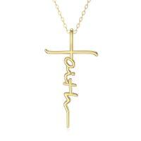 TOUPOP 14K Gold Opal Turquoise Cross Pendant Necklace-style_name:Faith