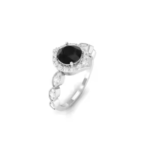 G Black Onyx Moissanite Ring