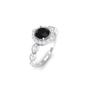 G Black Onyx Moissanite Ring
