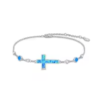 TOUPOP Sterling Silver Beaded Celtic Infinity Butterfly Anklet-style_name:Cross Anklet Bracelet