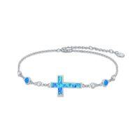 wholesale TOUPOP Womens Anklet 925 Sterling Silver Beaded Celtic Infinity Butterfly Anklet Bracelet Dainty Ankle Adjustable 11" Ankle Jewelry Gifts For Women Summer Beach Birthday Graduation Holiday Gift -style_name:Cross Anklet Bracelet