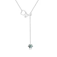 TOUPOP Sterling Silver Stone Paw Print Stethoscope Dog Necklace-style_name:Paw Print Y Stethoscope Necklace