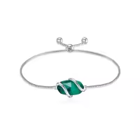 TOUPOP 925 Sterling Silver Gemstone Link Bracelet Adjustable Fine Jewelry-color_name:A-Emerald-May