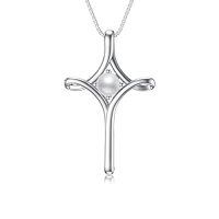 wholesale TOUPOP Cross Necklace For Women 925 Sterling Silver Birthstone Cross Pendant Fine Jewelry Anniversary Birthday Christmas Gifts For Her Mom Wife Girlfriend -color_name:06-Pearl-June