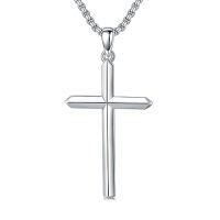 wholesale Cross Necklace For Men Women 925 Sterling Silver Celtic/crucifix/nail/fish Hook Cross Pendant With Stainless Steel Chain Faith Jewelry Gift For Father Son Brother Husband -color_name:F01-Sliver Cross