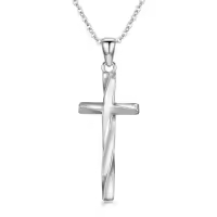 TOUPOP Sterling Silver Cross Pendant Necklace For Women Men Religious Gift-style_name:Twisted Cross Necklace