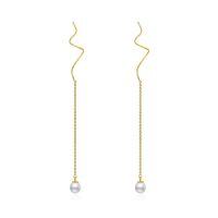 TOUPOP 14K Gold Freshwater Pearl Threading Tassel Dangle Earrings-style_name:Pearl 2
