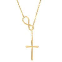 TOUPOP 14K Gold Necklace Women Infinity Heart Rose Sunflower Celtic Cross Pendant-style_name:Infinity Cross Y Necklace