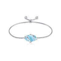 wholesale Bracelet For Women 925 Sterling Silver Dainty Simple Gemstone Link Bracelet Fine Jewelry Birthday Christmas Gifts For Women Her Mom (fully Adjustable To 9 Inches) -color_name:A-Larimar