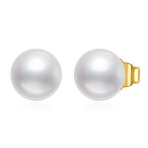 Gold Freshwater Cultured Pearl Stud Earrings 14k Gold