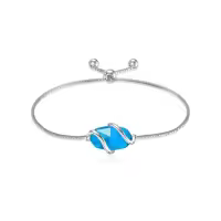 TOUPOP 925 Sterling Silver Gemstone Link Bracelet Adjustable Fine Jewelry-color_name:A-Topaz-December