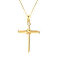 TOUPOP 14K Gold Opal Turquoise Cross Pendant Necklace-style_name:Nail Cross