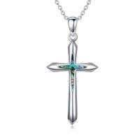 wholesale TOUPOP Cross Necklace For Women Men Sterling Silver Cross Pendant Religious Gifts Christian Gift Birthday Anniversary Christmas Gift For Her -style_name:Abalone Shell Cross Necklace 2
