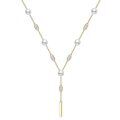 wholesale 14k Yellow Gold Pearl Moissanite Drop Bar Lariat Necklace-0-0