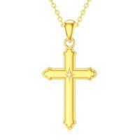 TOUPOP 14K Gold Opal Turquoise Cross Pendant Necklace-style_name:Natural Diamond Celtic Cross
