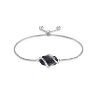 TOUPOP 925 Sterling Silver Gemstone Link Bracelet Adjustable Fine Jewelry-color_name:A-Blue Sandstone